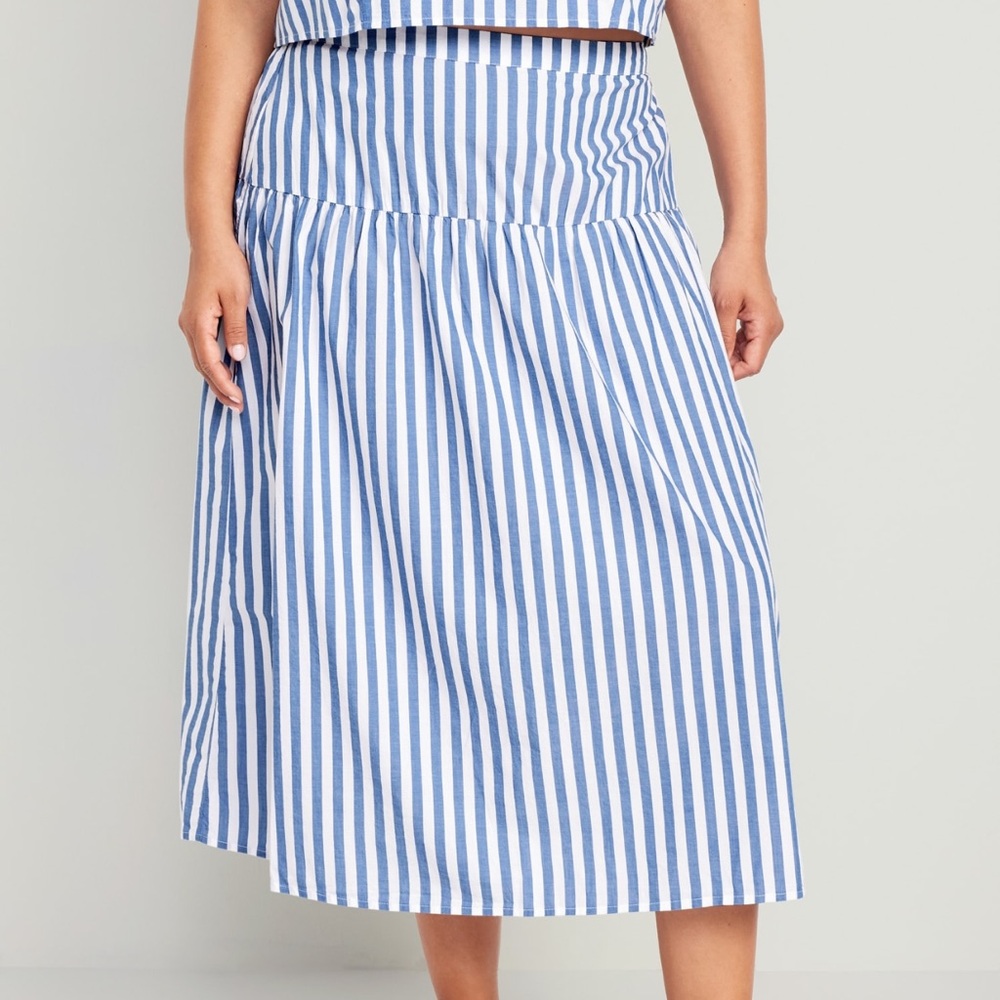Old Navy xxl drop waist midi skirt blue and white skirt. New nwt - Picture 4 of 7